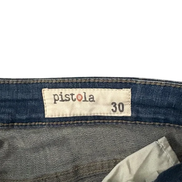 PISTOLA Anais Ankle Zip Skinny Jeans Blue Denim Distressed Pockets Size 30 - Picture 4 of 9